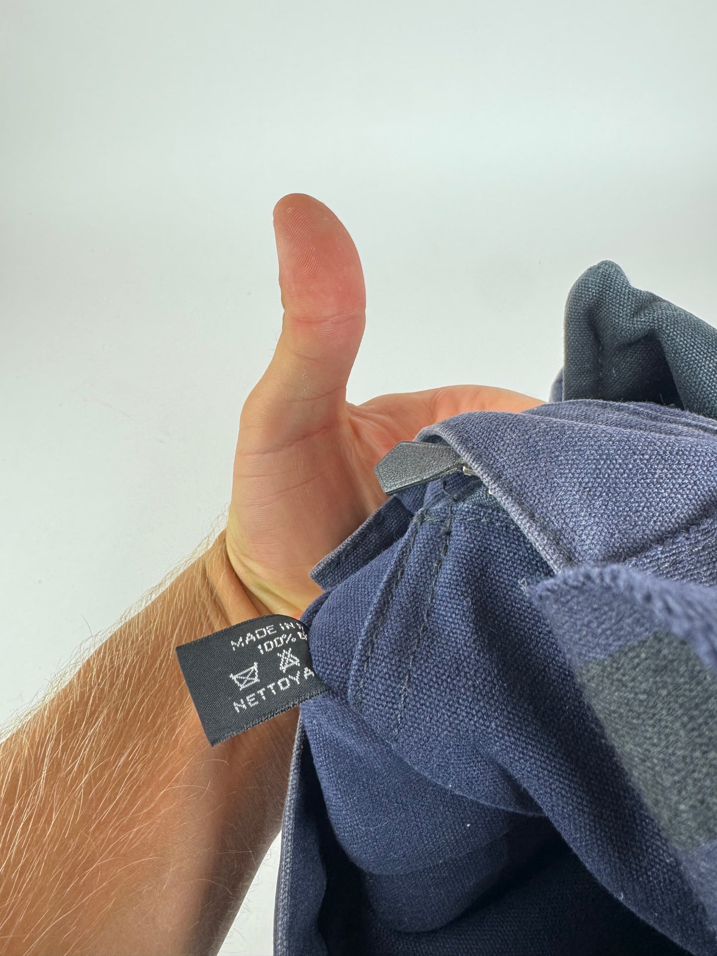 Sac cabas vintage Hermès en toile bleu marine et noir