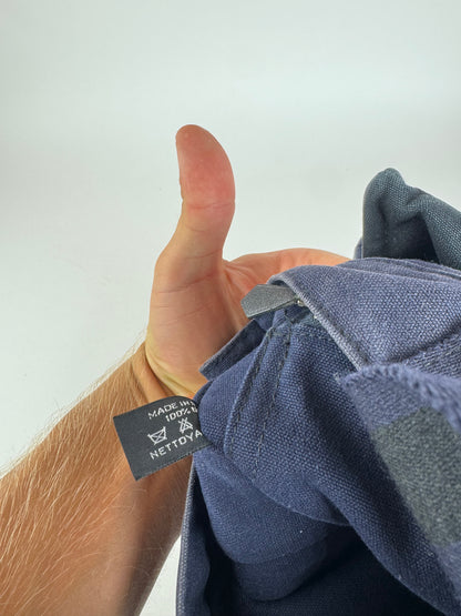 Sac cabas vintage Hermès en toile bleu marine et noir