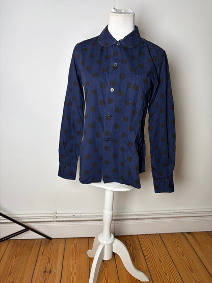 Vintage Comme Des Garcons Dot Pattern Cotton Shirt Navy Black S