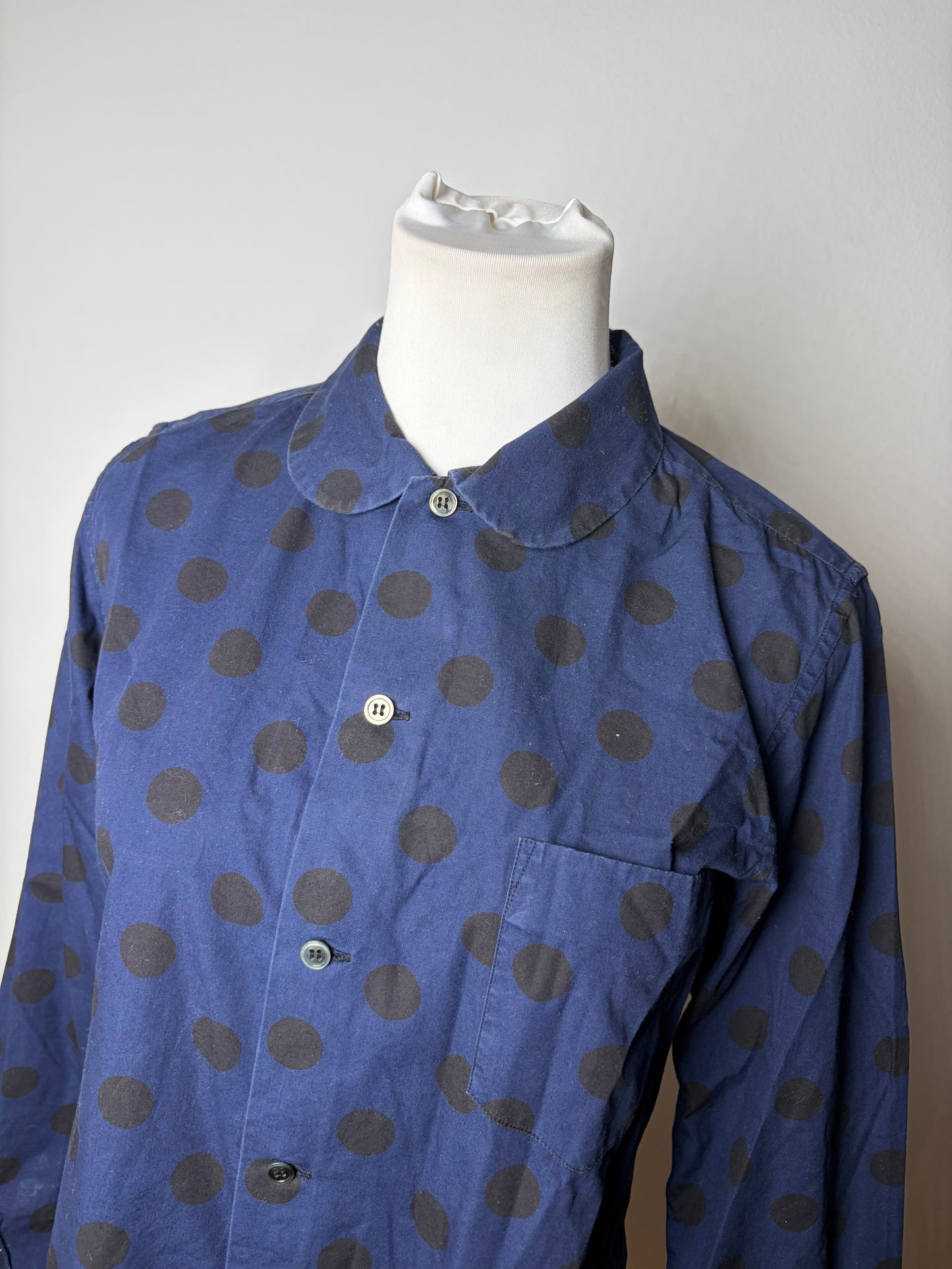 Vintage Comme Des Garcons Dot Pattern Cotton Shirt Navy Black S
