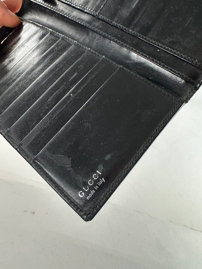 Vintage Gucci GG Long Patent Leather Wallet Black