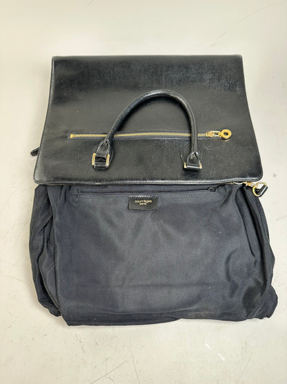 Vintage Courreges Textured Leather Tote Black Gold