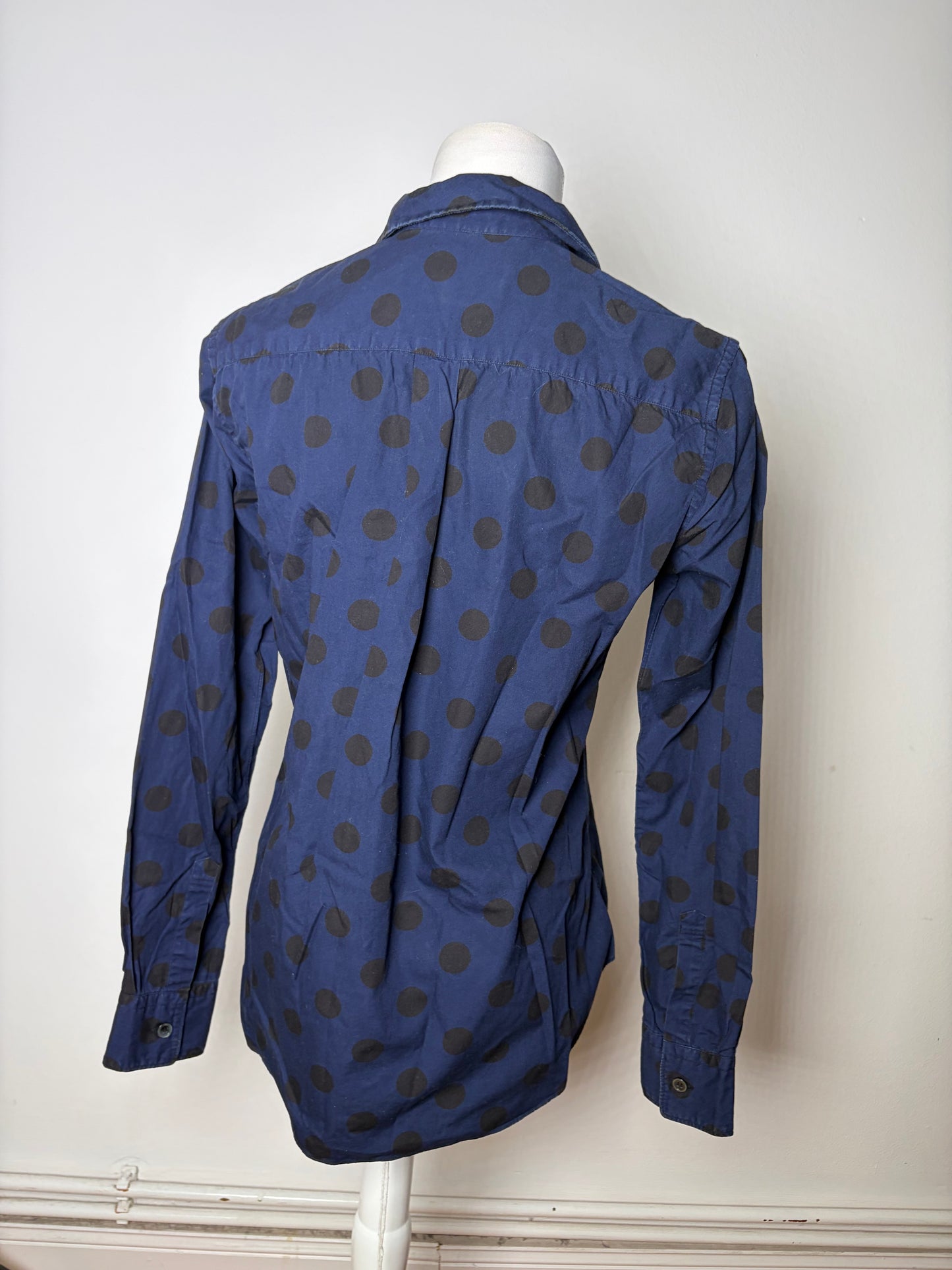 Vintage Comme Des Garcons Dot Pattern Cotton Shirt Navy Black S