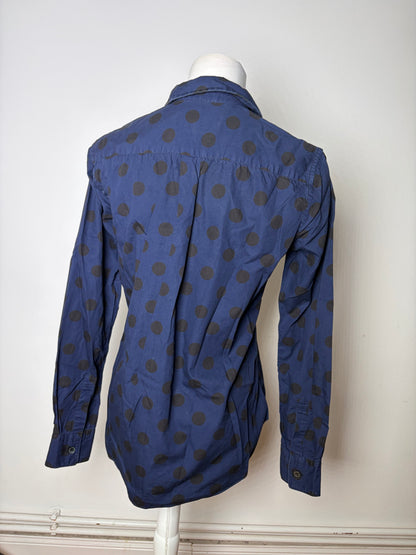 Vintage Comme Des Garcons Dot Pattern Cotton Shirt Navy Black S