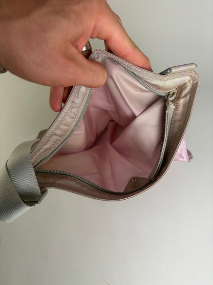 Vintage Prada Nylon Flap Crossbody Bag Light Pink Cream