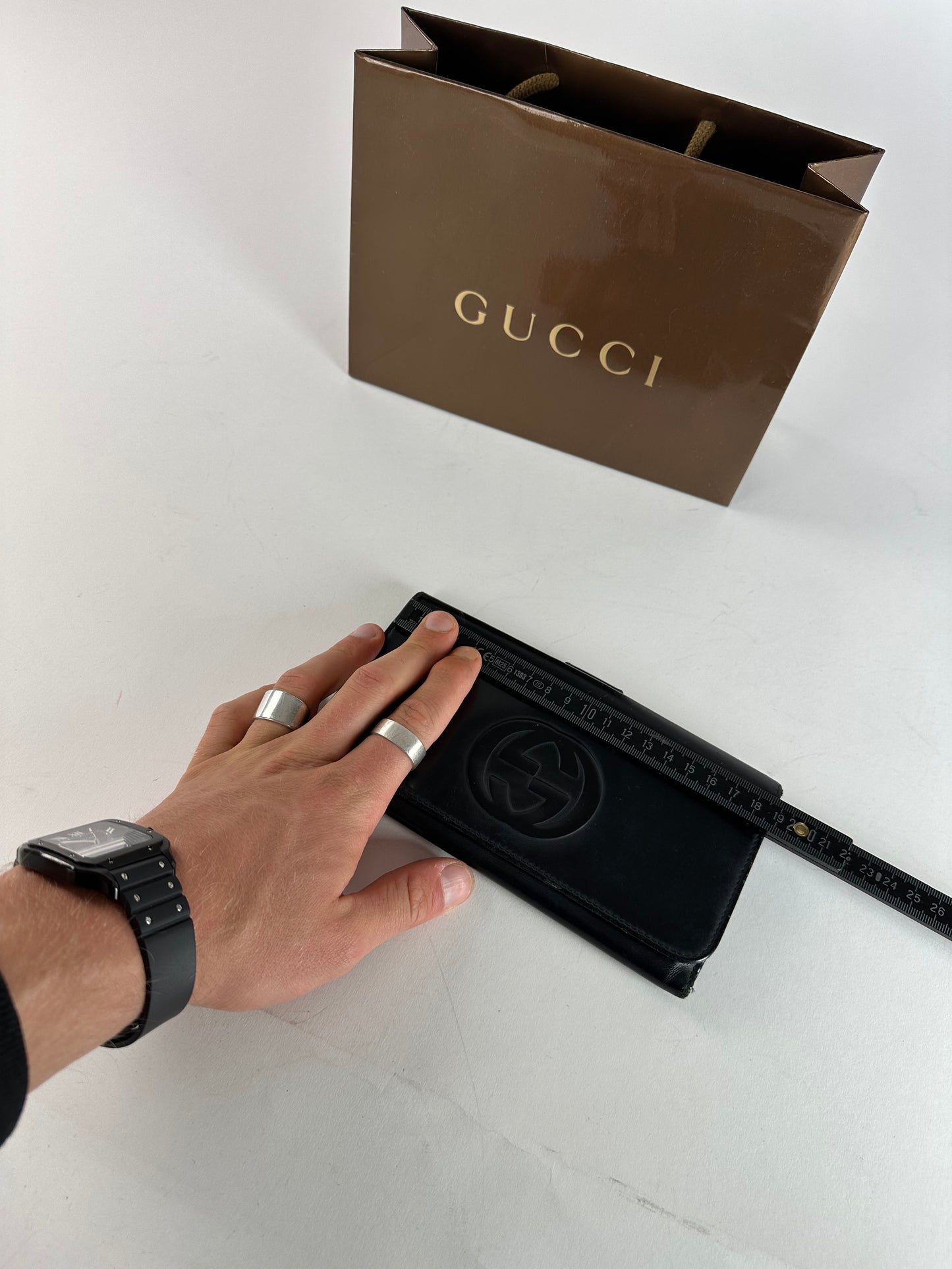 Vintage Gucci GG Long Patent Leather Wallet Black