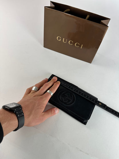 Vintage Gucci GG Long Patent Leather Wallet Black