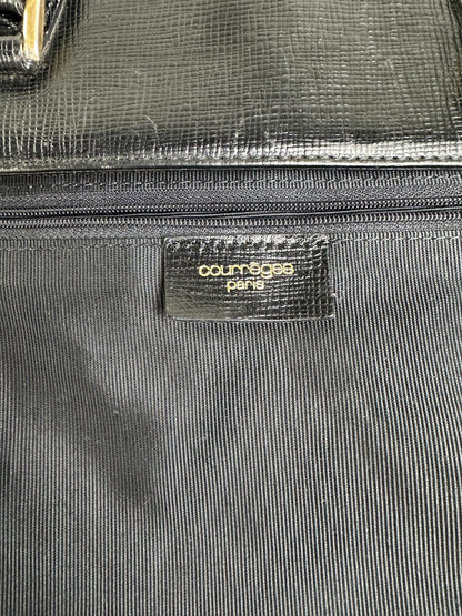 Vintage Courreges Textured Leather Tote Black Gold