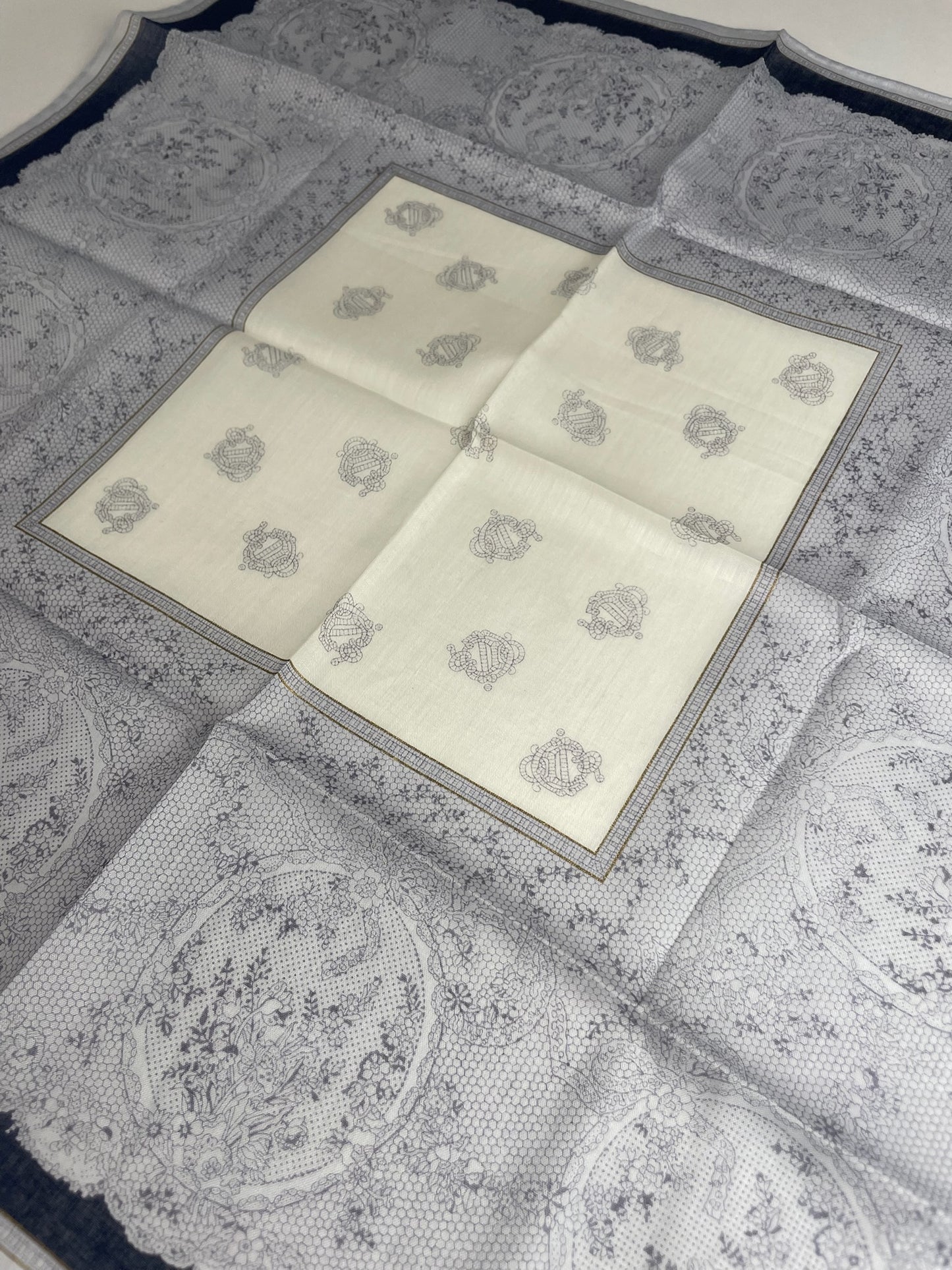 Vintage Dior Scarf Grey Black White