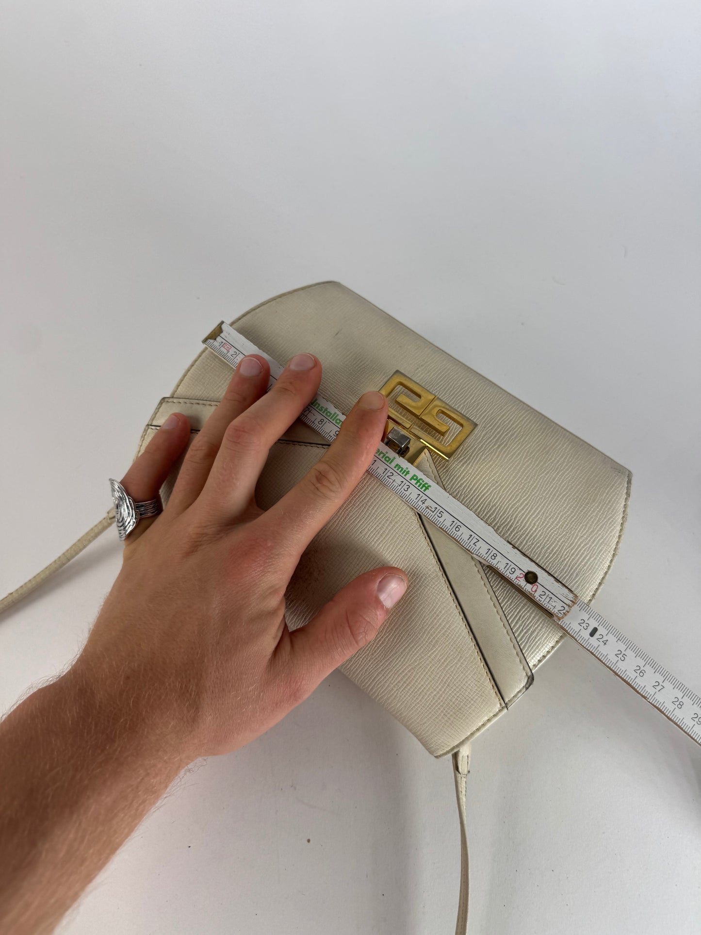 Vintage Givenchy GV3 Leather Crossbody / Shoulder Bag White