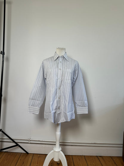 Vintage Renoma Men's Striped Cotton Shirt White Blue S