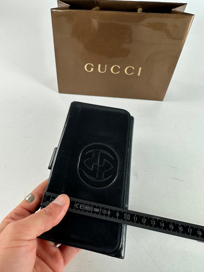 Vintage Gucci GG Long Patent Leather Wallet Black