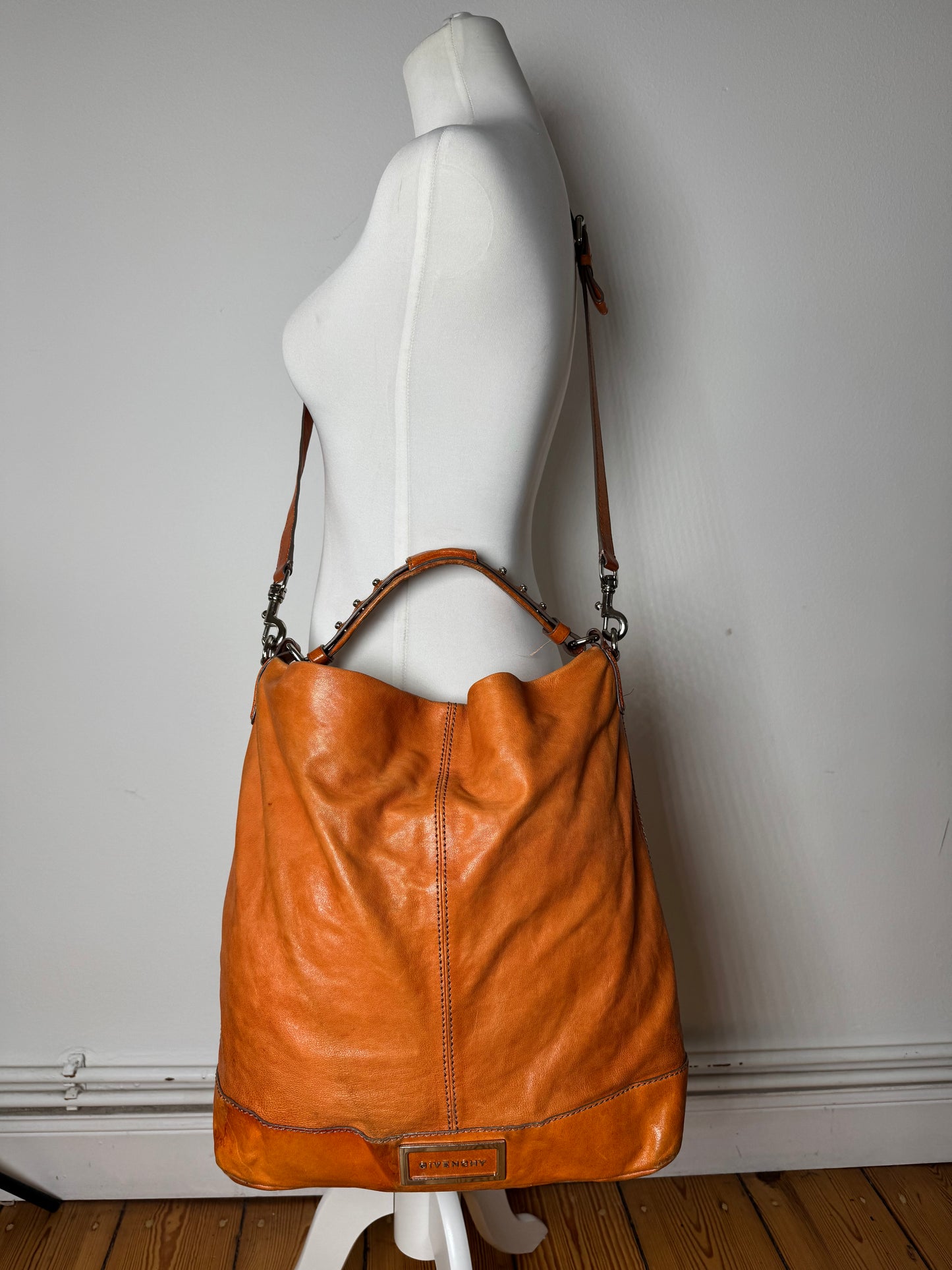 Vintage Givenchy 2Way Leather Handbag Orange