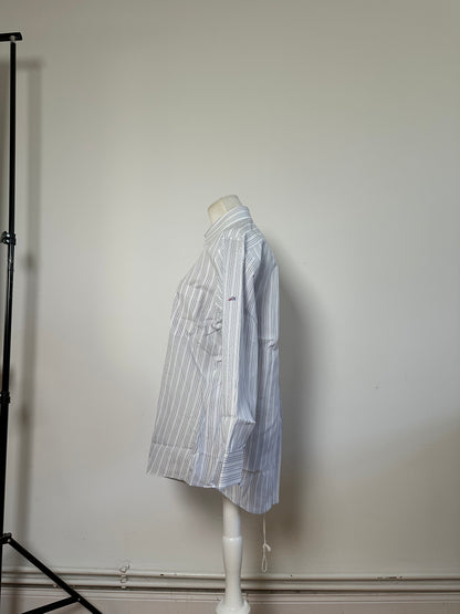 Vintage Renoma Men's Striped Cotton Shirt White Blue S