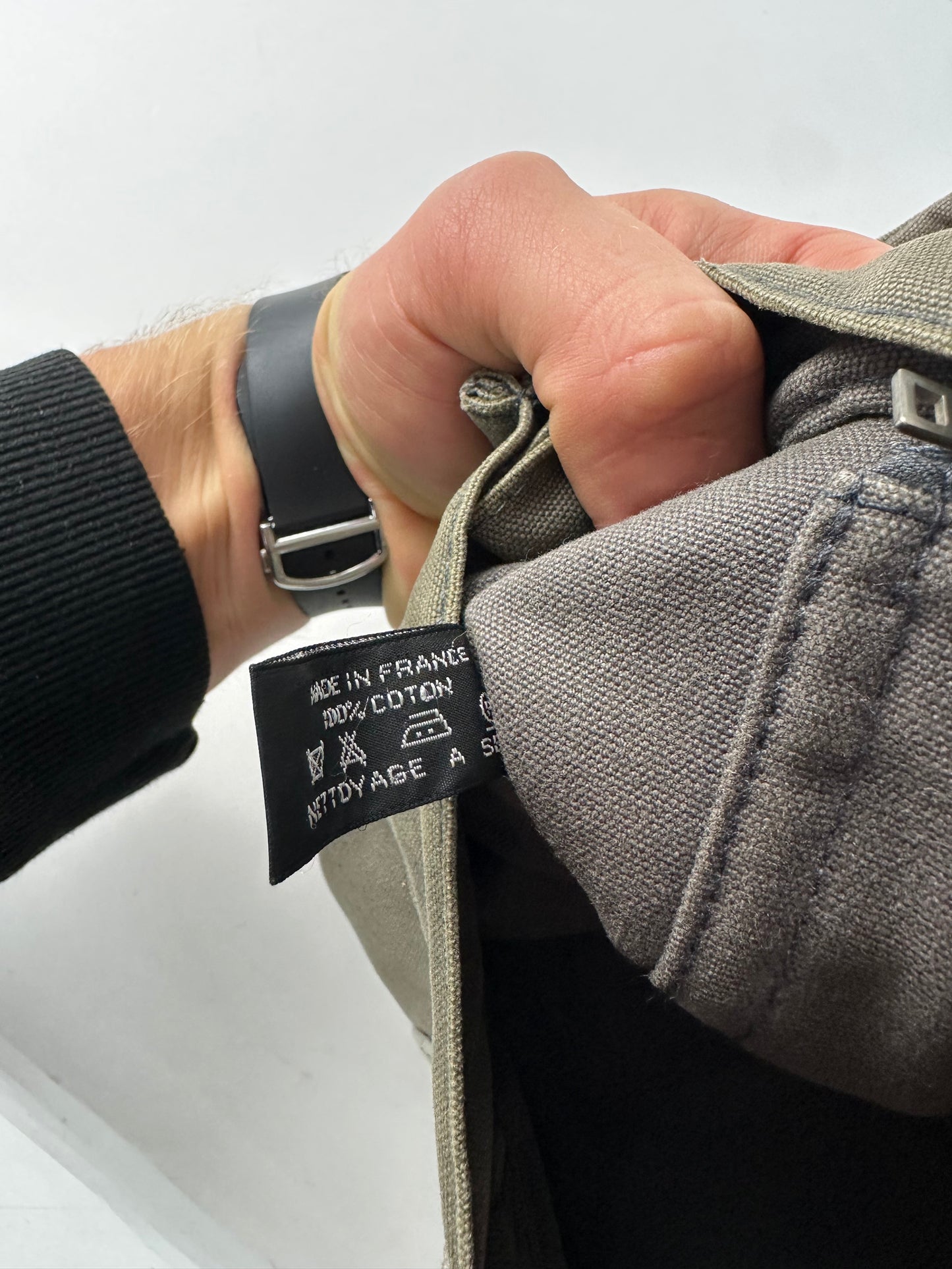 Vintage Hermes Canvas Tote Bag Grey Orange