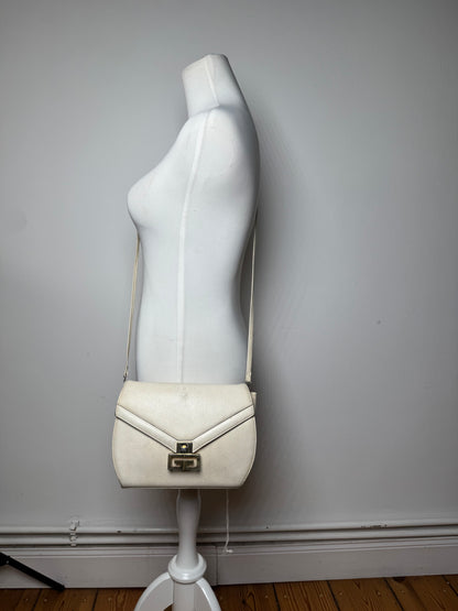 Vintage Givenchy GV3 Leather Crossbody / Shoulder Bag White