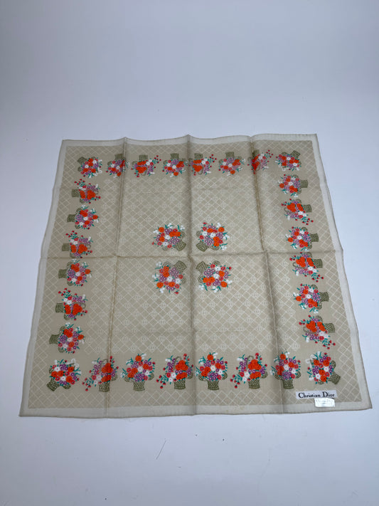 Vintage Floral Dior Scarf Grey Red