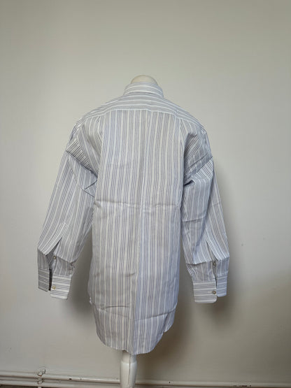 Vintage Renoma Men's Striped Cotton Shirt White Blue S