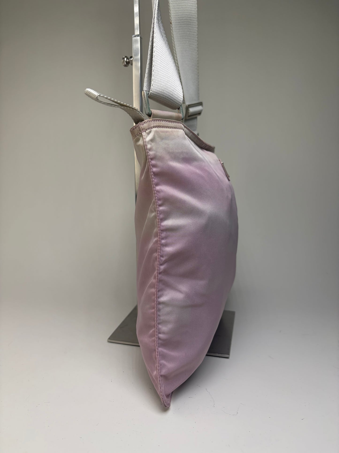Vintage Prada Nylon Flap Crossbody Bag Light Pink Cream