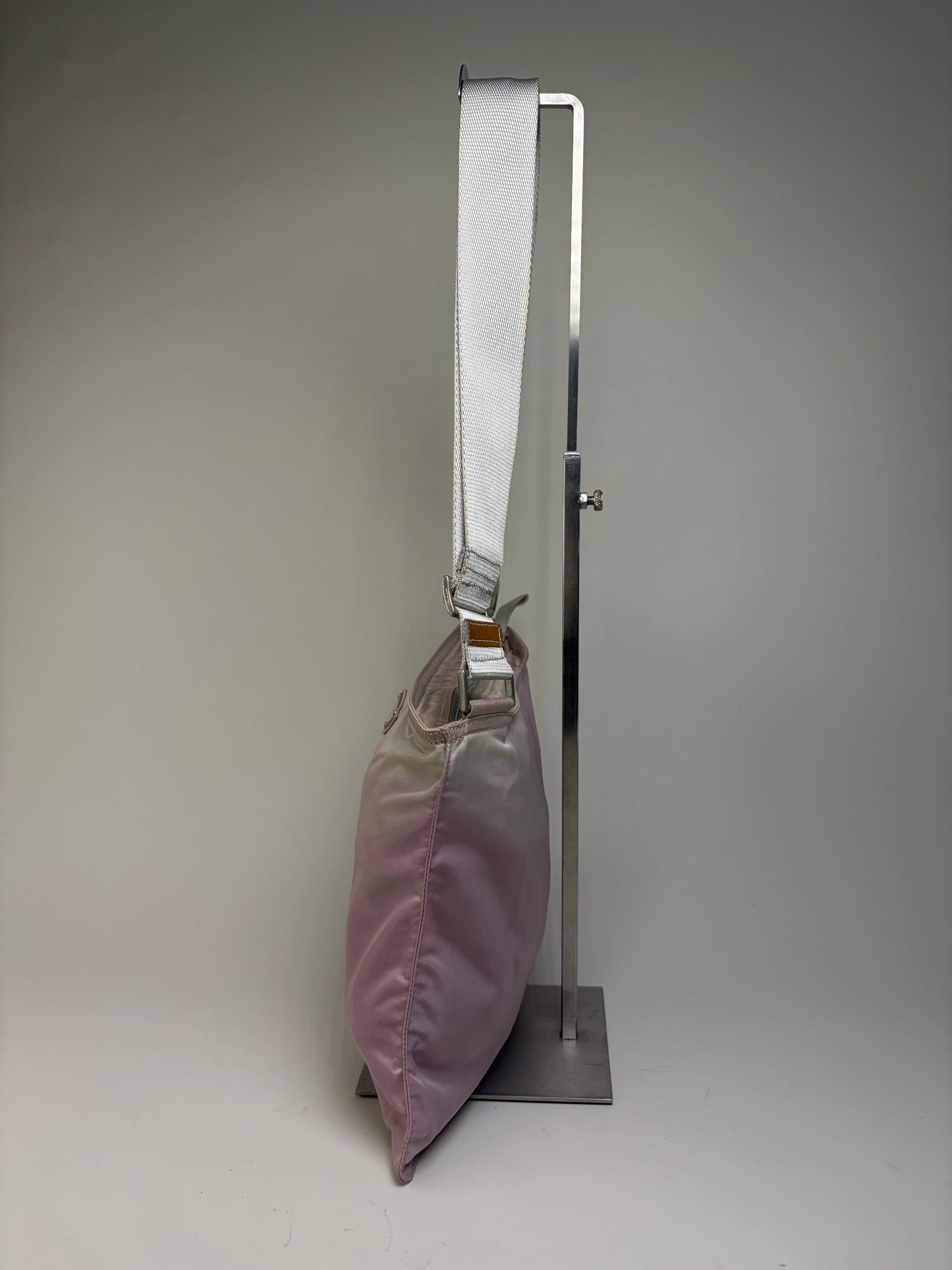 Vintage Prada Nylon Flap Crossbody Bag Light Pink Cream