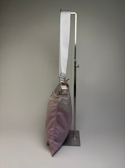 Vintage Prada Nylon Flap Crossbody Bag Light Pink Cream