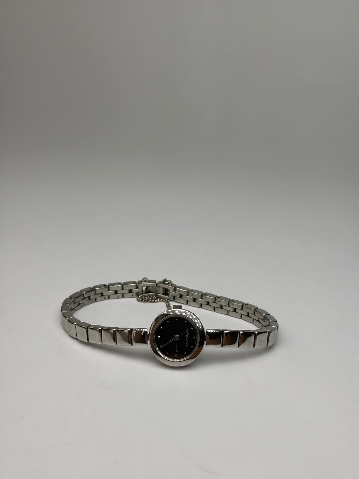 Vintage Courrèges Licensed Bracelet Watch Late 1990s Silver Black