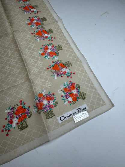 Vintage Floral Dior Scarf Grey Red