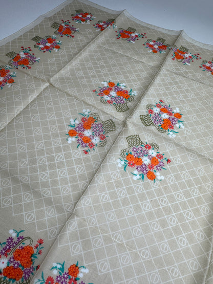 Vintage Floral Dior Scarf Grey Red