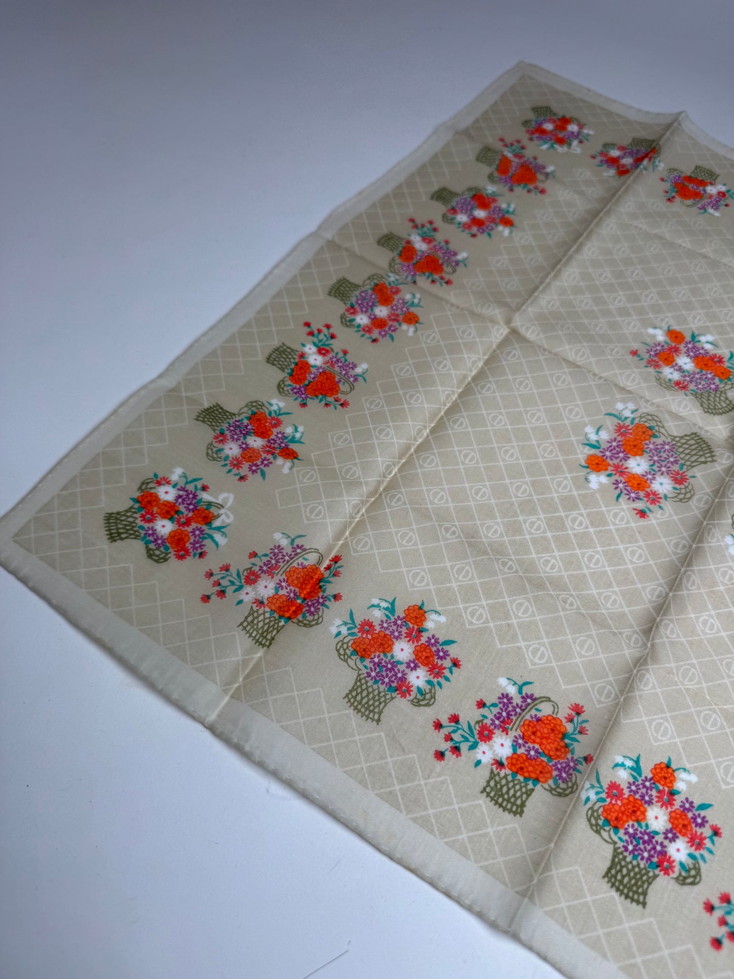 Vintage Floral Dior Scarf Grey Red