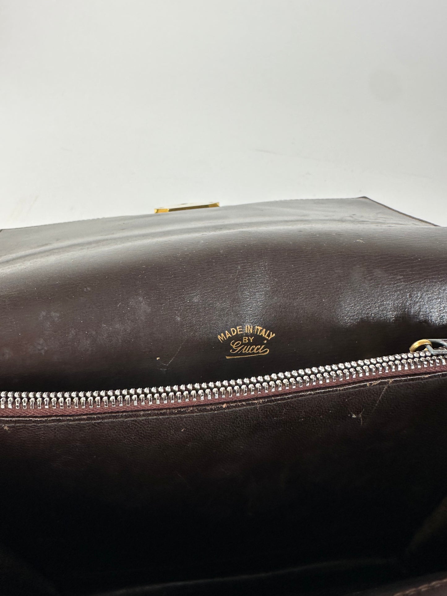 Vintage Gucci Leather Crossbody Bag Brown Gold
