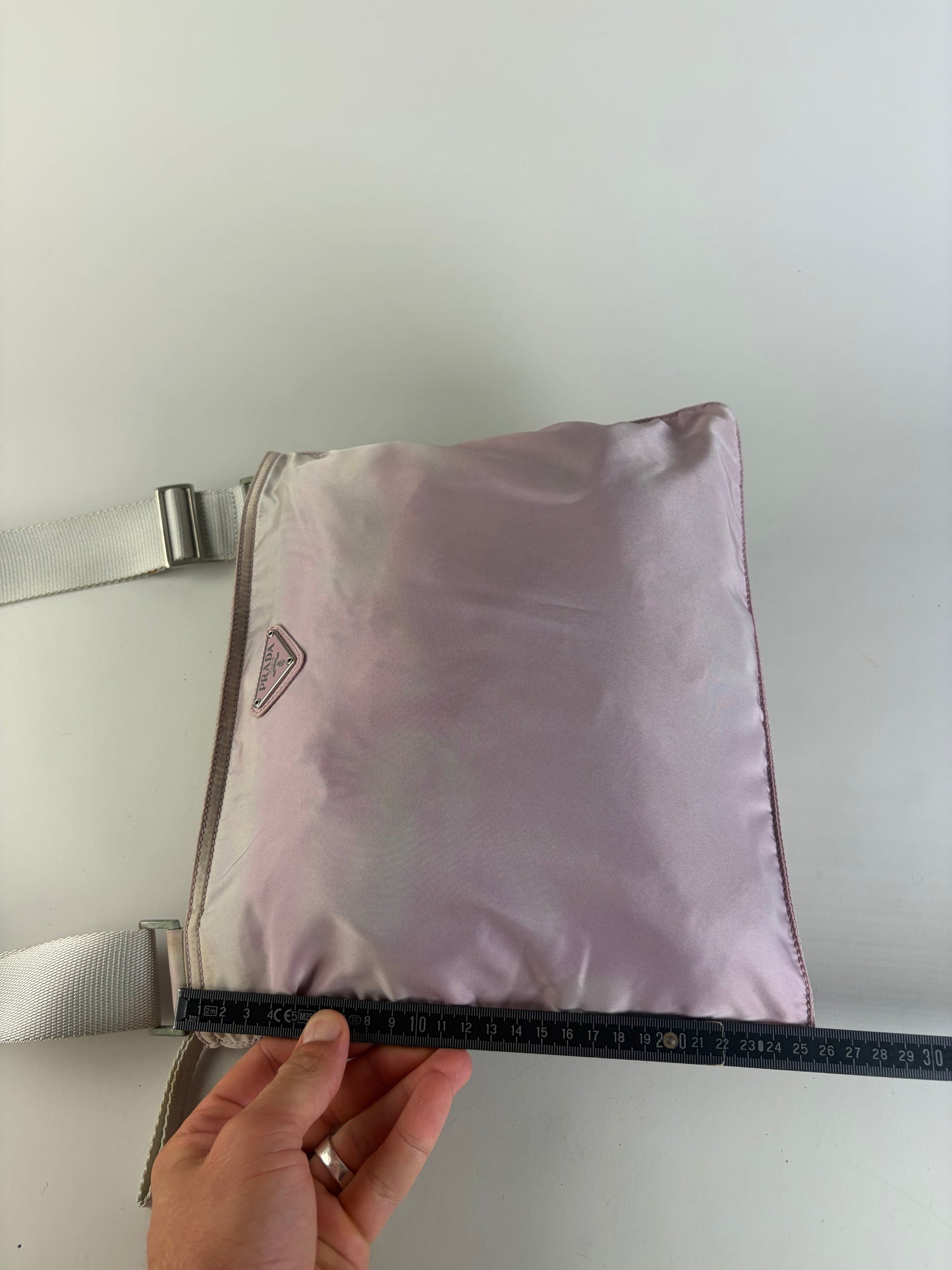 Vintage Prada Nylon Flap Crossbody Bag Light Pink Cream