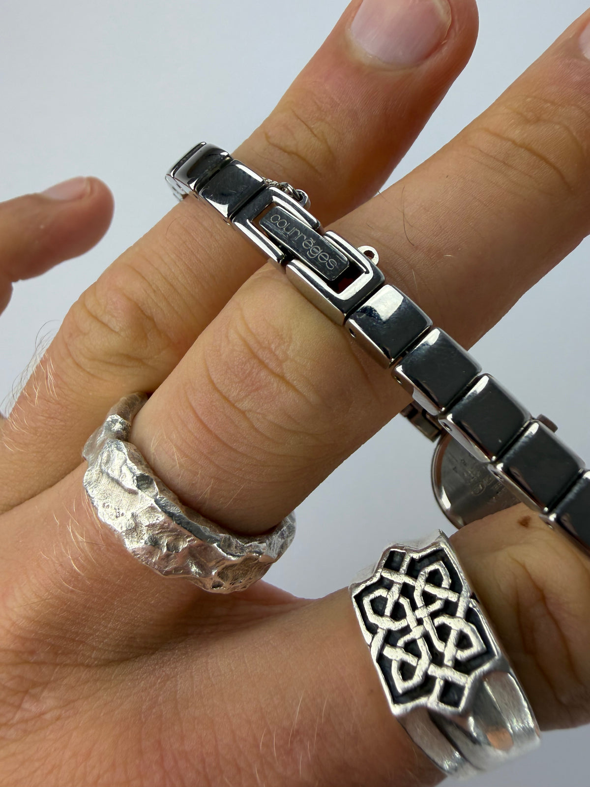 Vintage Courrèges Licensed Bracelet Watch Late 1990s Silver Black