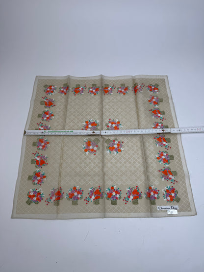 Vintage Floral Dior Scarf Grey Red