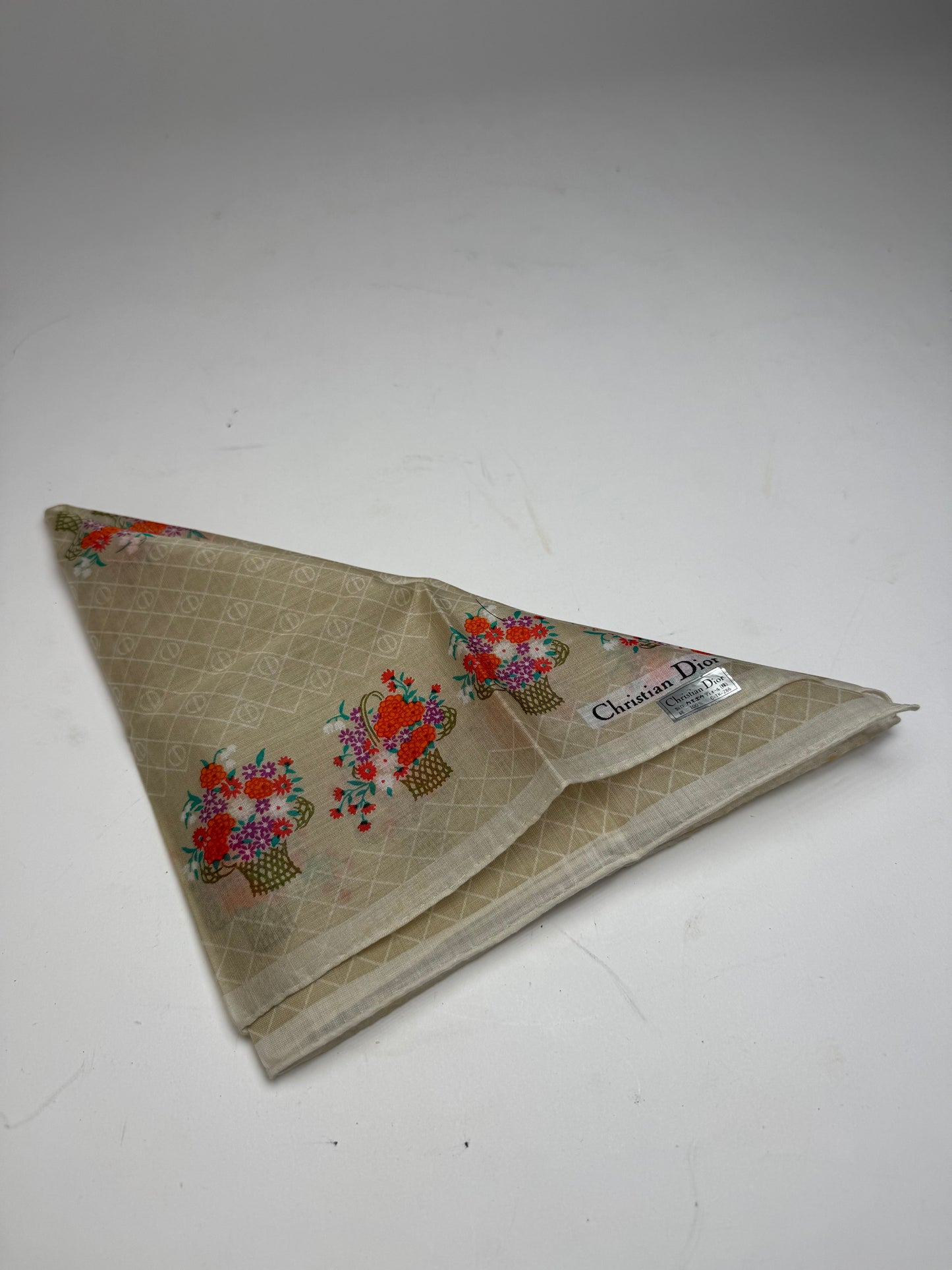Vintage Floral Dior Scarf Grey Red
