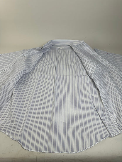 Vintage Renoma Men's Striped Cotton Shirt White Blue S