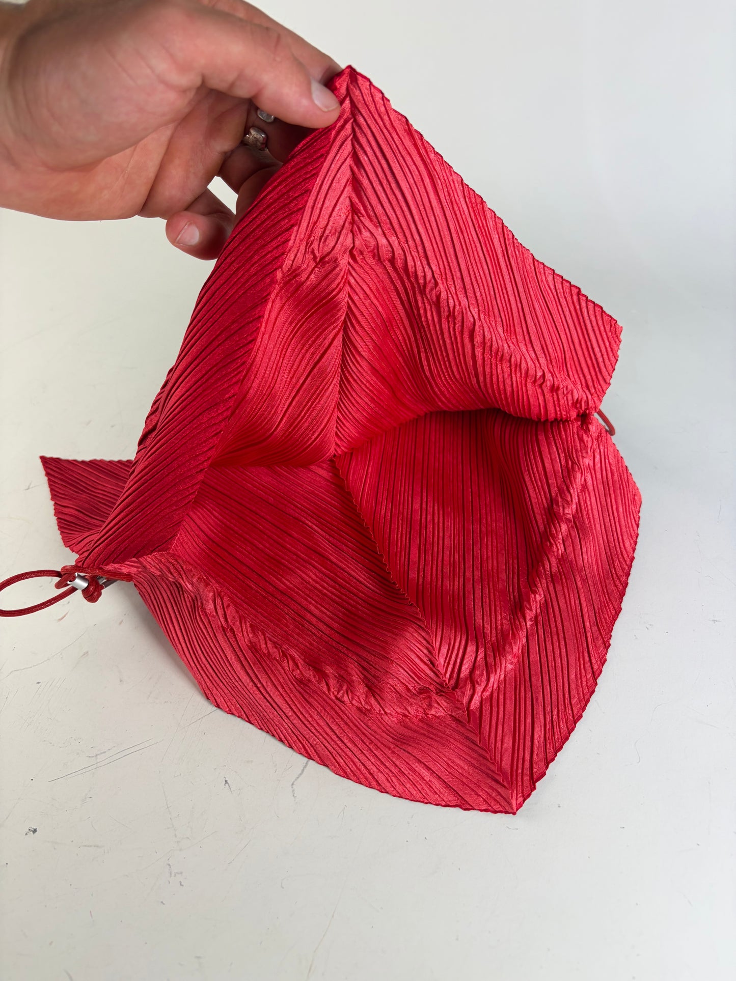 Vintage Issey Miyake Pleated Synthetic Pouch Red