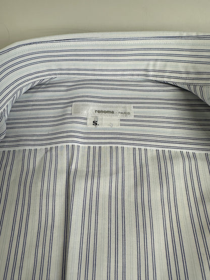 Vintage Renoma Men's Striped Cotton Shirt White Blue S