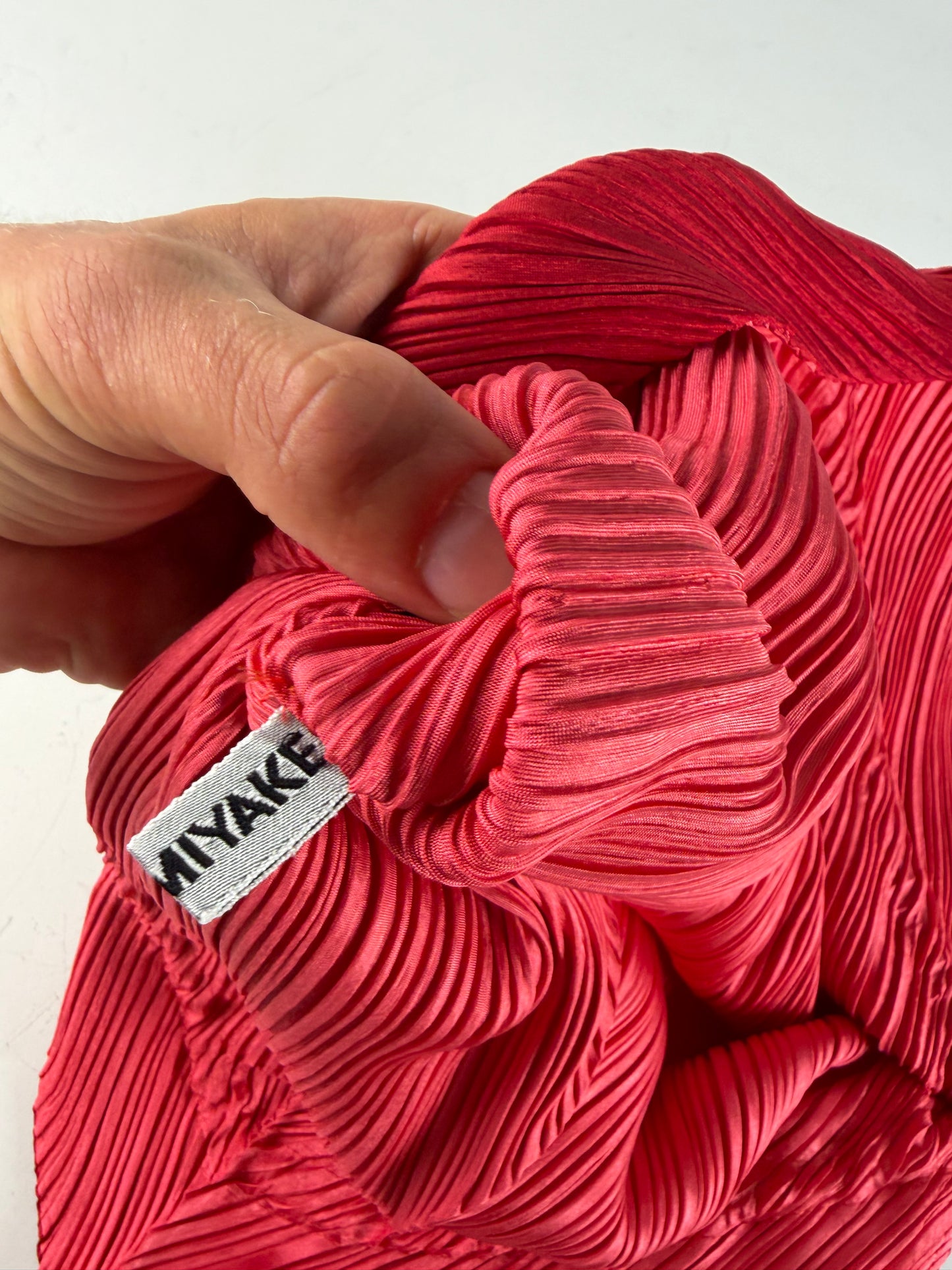 Vintage Issey Miyake Pleated Synthetic Pouch Red