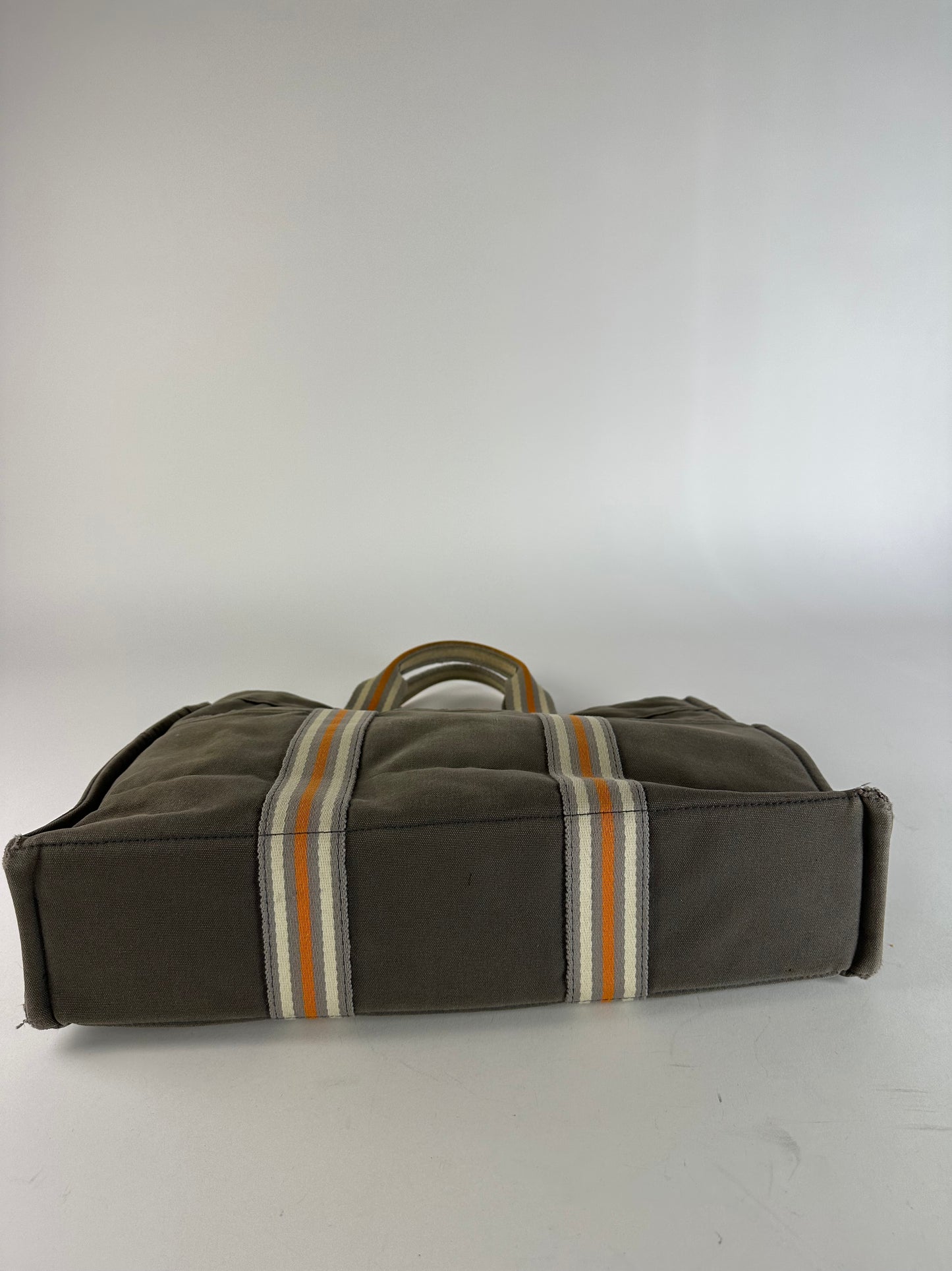 Vintage Hermes Canvas Tote Bag Grey Orange