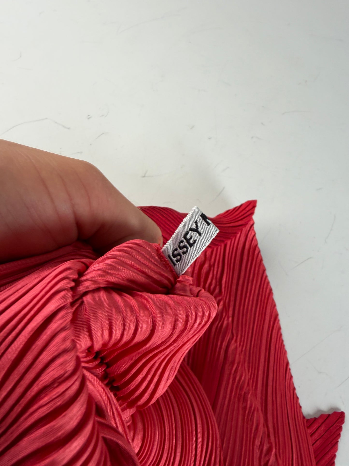 Vintage Issey Miyake Pleated Synthetic Pouch Red