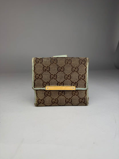 Vintage Gucci monogram wallet brown turquoise