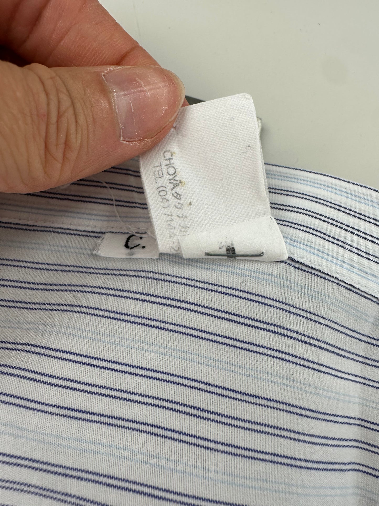 Vintage Renoma Men's Striped Cotton Shirt White Blue S