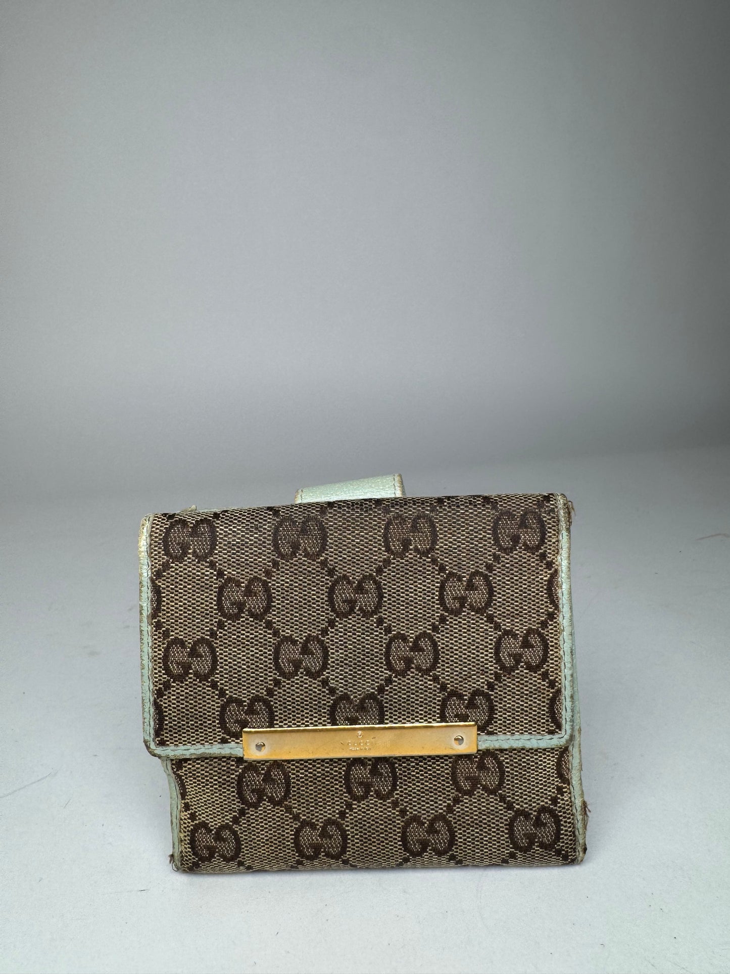 Vintage Gucci monogram wallet brown turquoise