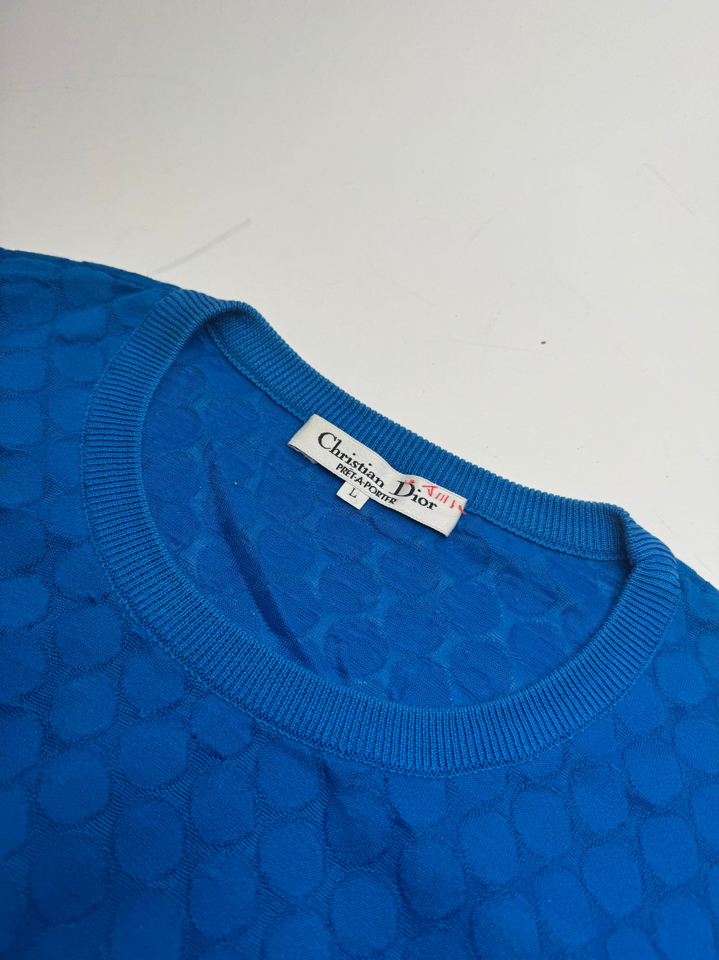 Vintage Dior Short Sleeve Sweater Blue M