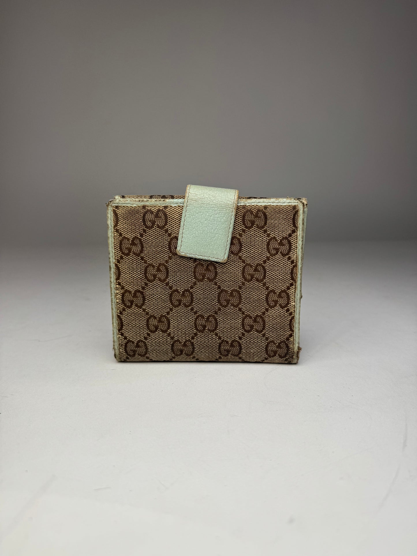 Vintage Gucci monogram wallet brown turquoise