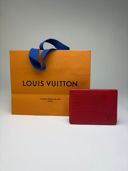 Vintage Louis Vuitton Epi Leather Card Holder 2002 Red