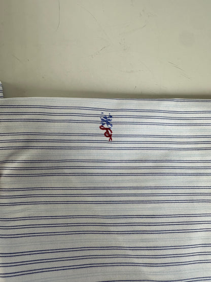 Vintage Renoma Men's Striped Cotton Shirt White Blue S
