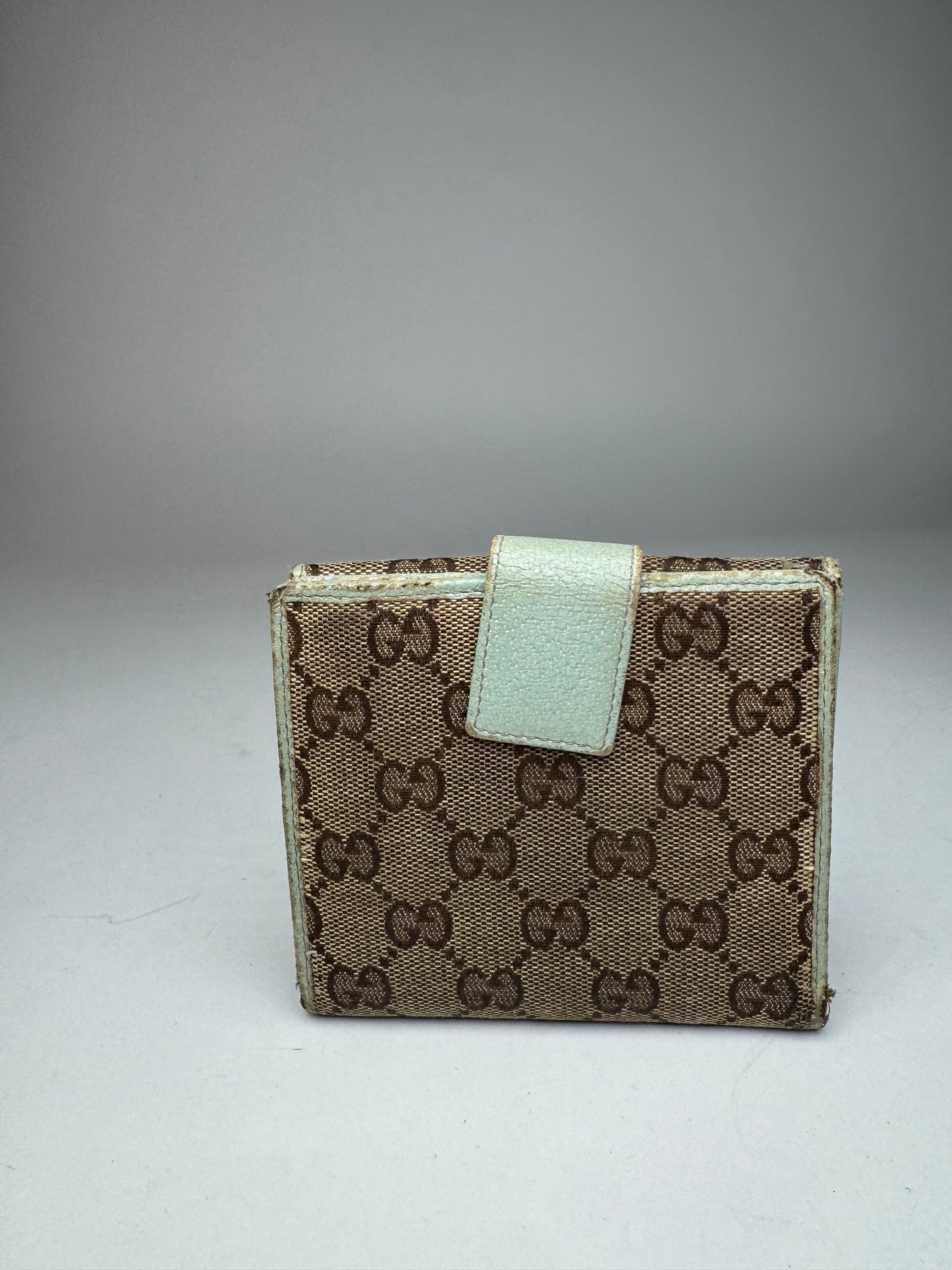 Vintage Gucci monogram wallet brown turquoise
