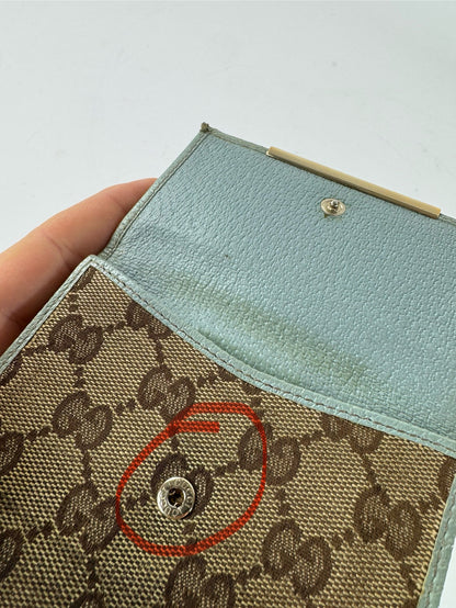 Vintage Gucci monogram wallet brown turquoise