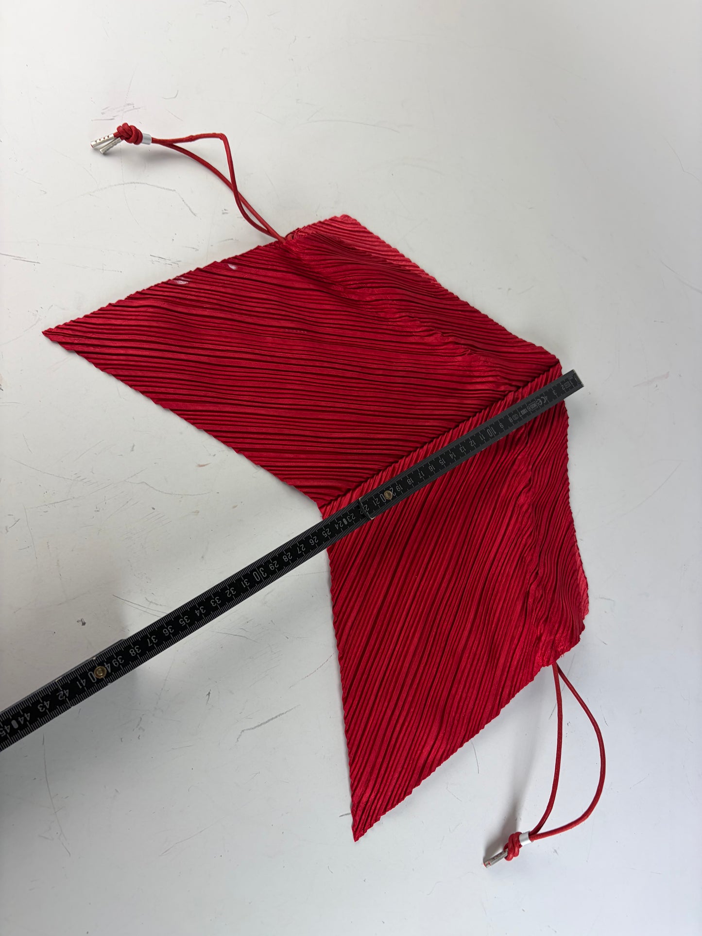 Vintage Issey Miyake Pleated Synthetic Pouch Red